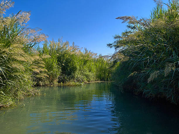 Jordan river. The place where Jesus was baptized stock photo