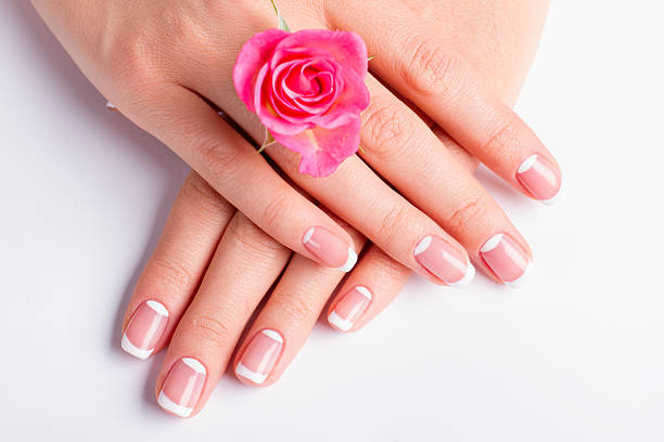 istock Beautiful french moon manicure. 503636534