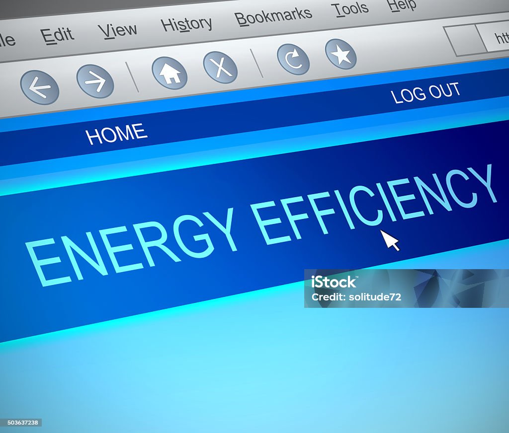 Energy efficiency concept. Illustration depicting a computer screen capture with an energy efficiency concept. Advice Stock Photo