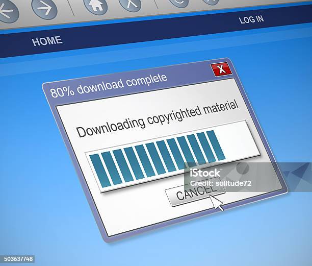 Downloading Copyrighted Material Concept Stock Photo - Download Image Now - Intellectual Property, Video Still, Digitally Generated Image