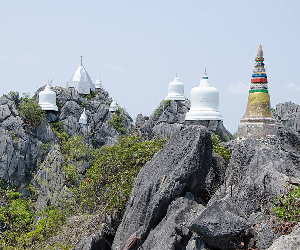 istock white pagoda on the mountain, Thailand 503638742