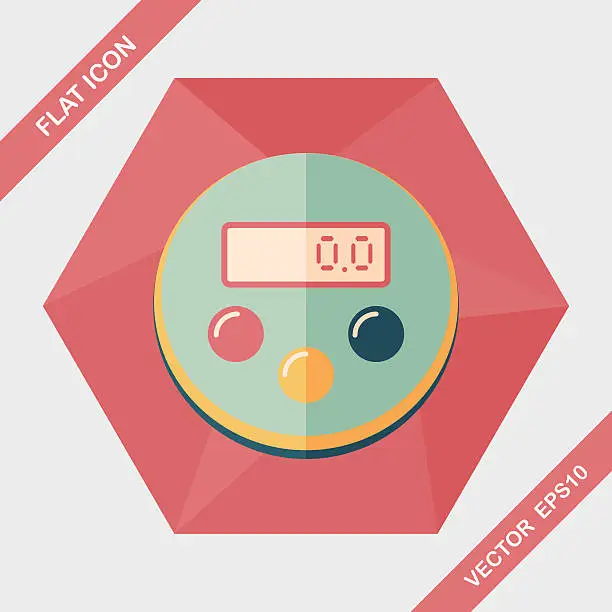 Vector illustration of kitchenware timer flat icon with long shadow,eps10