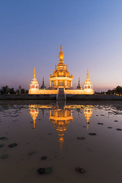 istock Beautiful buddhist pagoda with dusk sky 503644314
