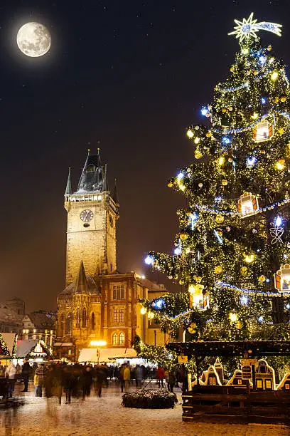 Christmas marketplace in Oldtown square, Prague, Czech Republic