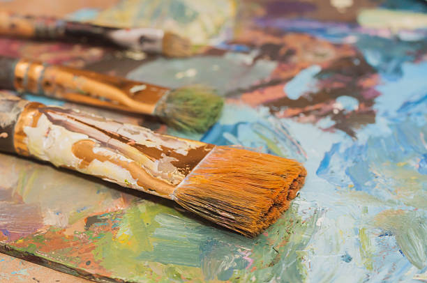 istock oil paints and brushes 503645880