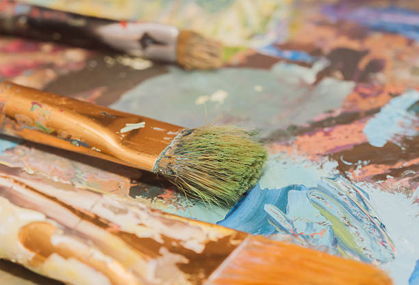 istock oil paints and brushes 503645928