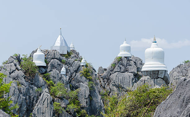 istock white pagoda on the mountain, Thailand 503647578