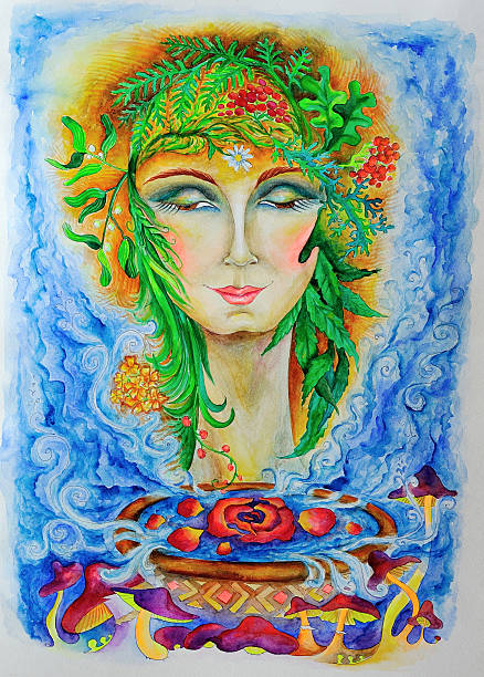 istock Herbalist healer, dryad. Fantasy watercolor. 503653994