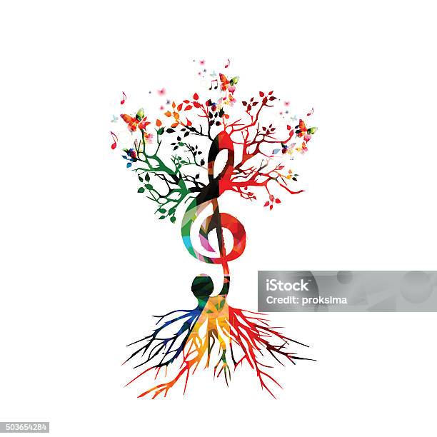 Ilustración de Fondo Con Notas De La Música Colorido y más Vectores Libres de Derechos de Música - Música, Coro, Árbol