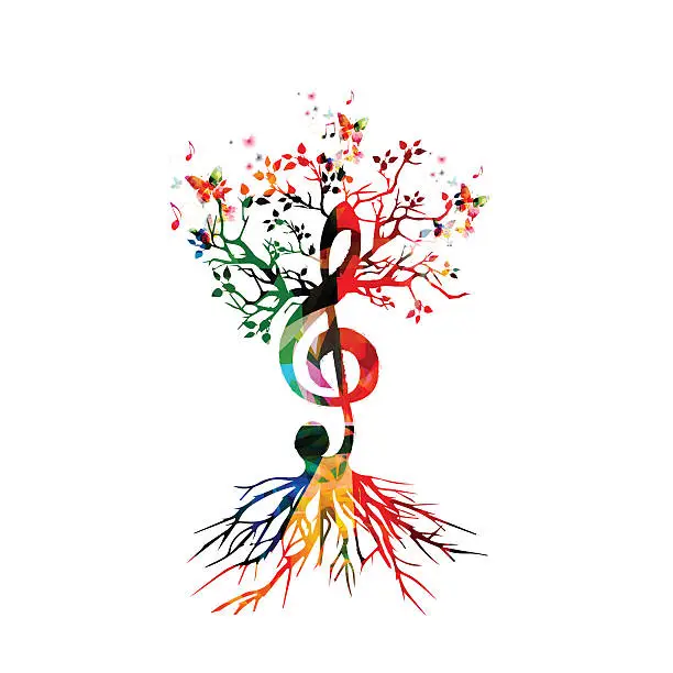 Vector illustration of Colorful background with music notes