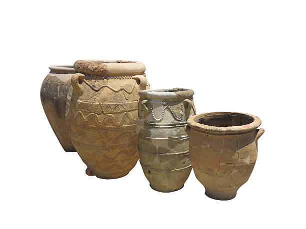 istock Ancient clay Minoan decorated amphora isolated 503655648