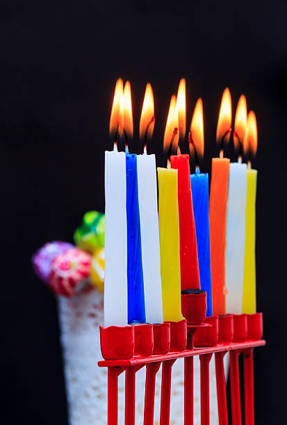 istock colorful Menorah Hanukkah 503656316