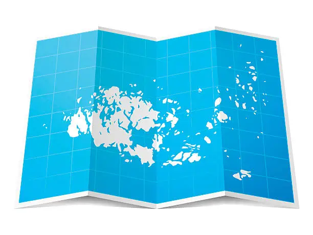 Vector illustration of Aland Map folded, isolated on white Background