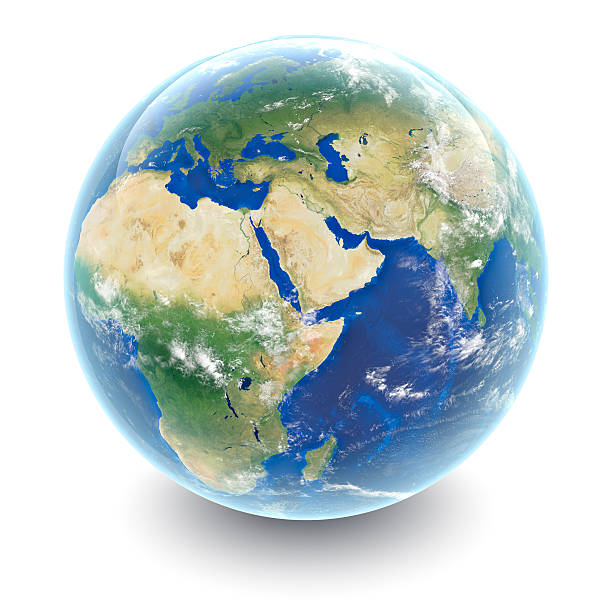 Globe on white - Middle East with white studio reflections Globe on white - Middle East with white studio reflections qatar photos stock pictures, royalty-free photos & images