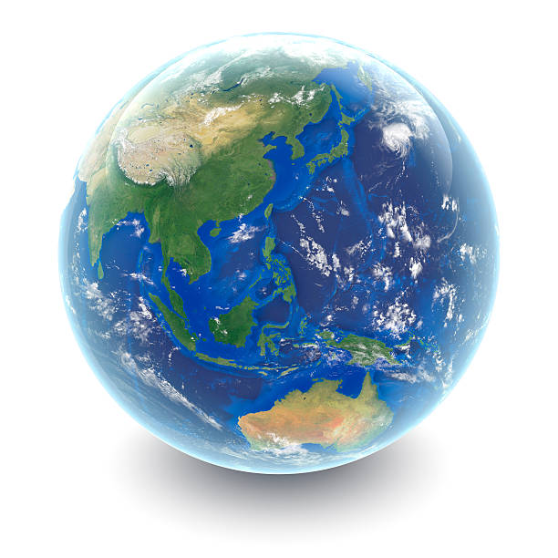 istock Globe on white South East Asia with white studio reflections 503659830