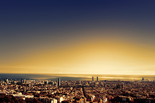 Barcelona - a bird view over city. Catalonia, Spain