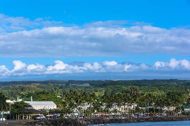 hilo vue de la baie de big island, hawaï - hilo photos et images de collection