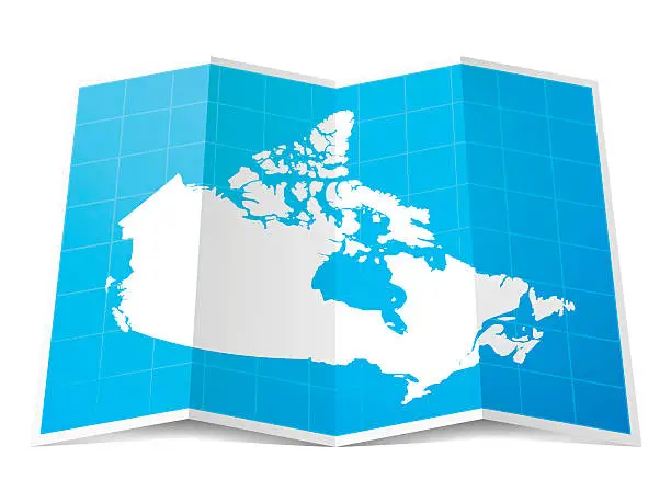 Vector illustration of Canada Map folded, isolated on white Background