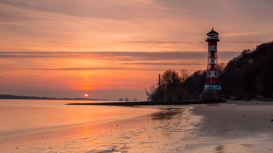 Wittenbergen beach with lighthouse.