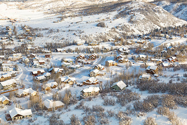 istock Winter village from midair 503664494