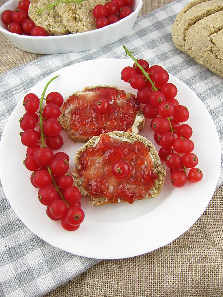 Oat bread with red jam