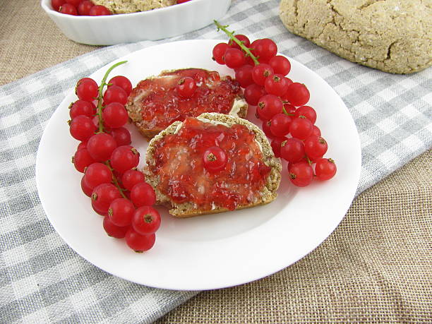 Oat bread with red jam