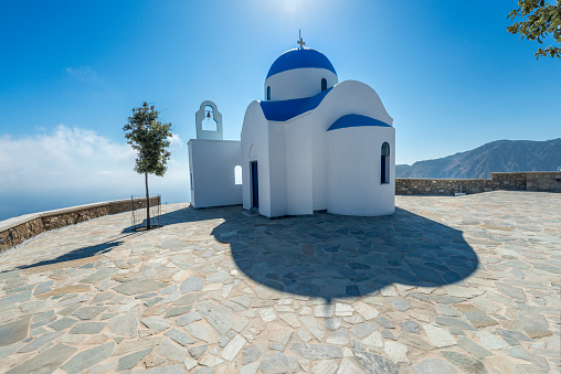 The church is build on top of the mountain near the village Nikia overlooking the sea.