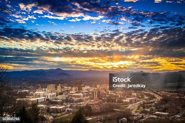 Sunset Over Downtown Asheville North Carolina Nc Stock Photo - Download Image Now - Asheville, North Carolina - US State, Downtown District