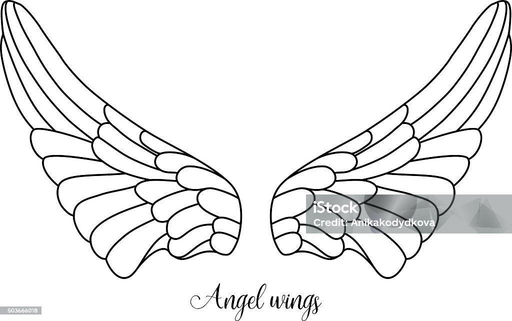 simple shape of angel wings, black line on white background simple shape of angel wings, black line on white background, vector illustration, eps 10  Angel stock vector