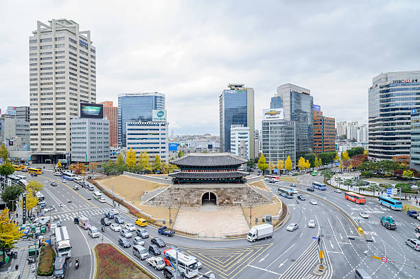 South Korea,Seoul - November 09, 2015:South Korea High view at Dongdaemun Gate 