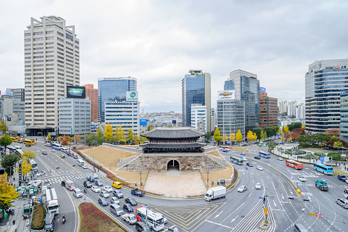 South Korea,Seoul - November 09, 2015:South Korea High view at Dongdaemun Gate 