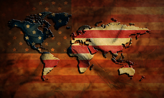 grunge USA map and flag