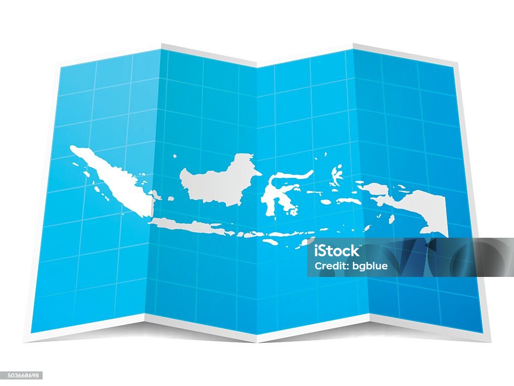 Indonesia mapas plegados, aislado sobre fondo blanco - arte vectorial de Indonesia libre de derechos