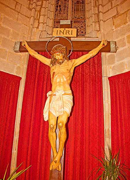 istock Jesus Christ sculpture at Barcelona Cathedral 503670427