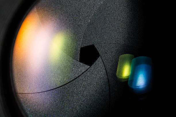 Diaphragm of a camera lens aperture.