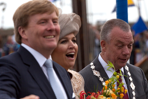 Enkhuizen, the netherlands- juni 14, 2013: Queen Maxima and king W illem alexander of the Netherlands during a official introductory visit to Enkhuizen.