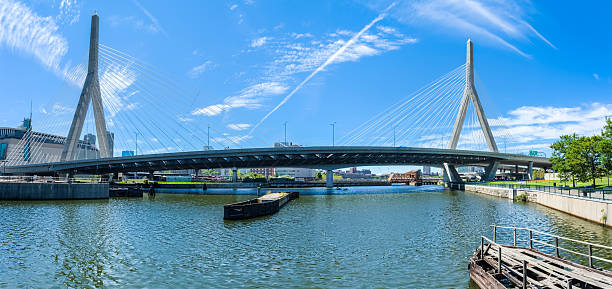 istock Boston's Zakim Bridge on a Clear Day Panorama 503676205