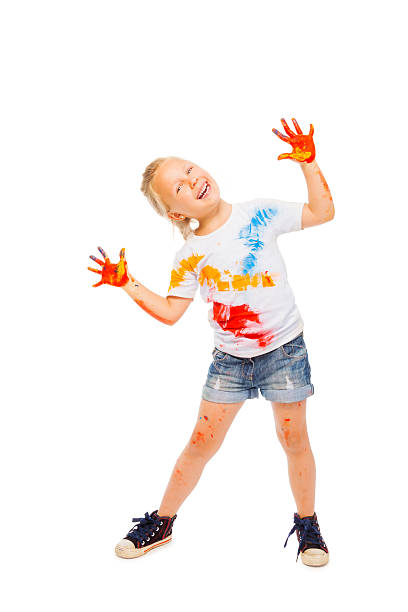 istock Smiling pretty girl in painted shirt 503676979