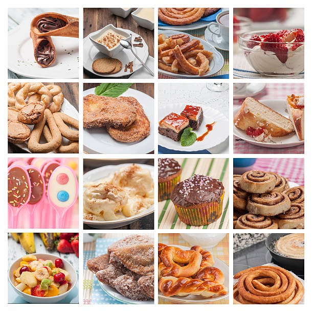 collage de postres - cake pie apple pie apple fotografías e imágenes de stock