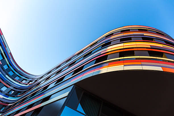 Modern Office Architecture Detail of a modern office building in Hamburg, Germany. multi coloured stock pictures, royalty-free photos & images