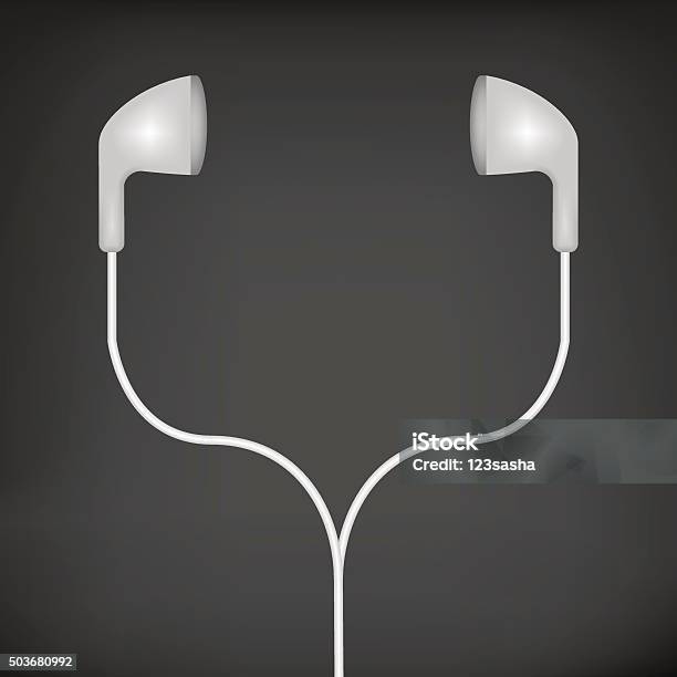 White Earphones Vector Stock Illustration - Download Image Now - In-ear Headphones, Activity, Bud