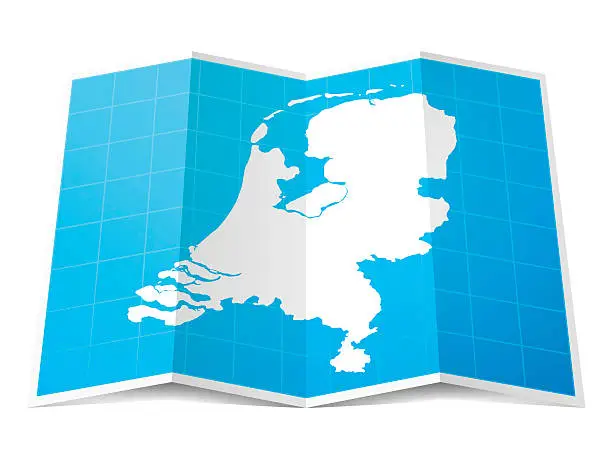 Vector illustration of Netherlands Map folded, isolated on white Background