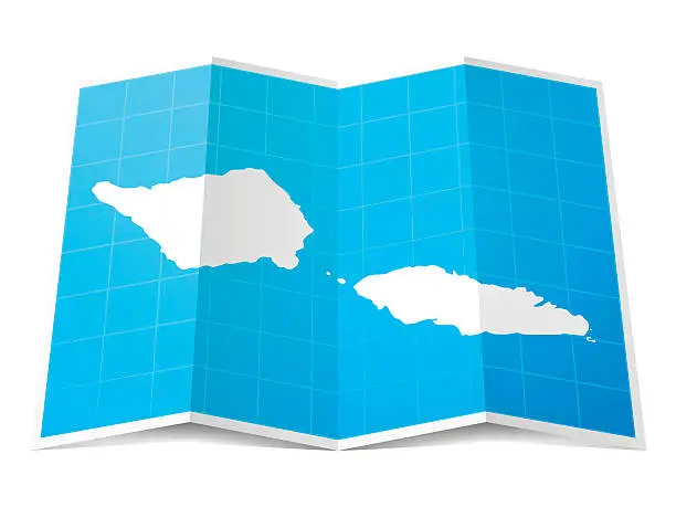Vector illustration of Samoa Map folded, isolated on white Background