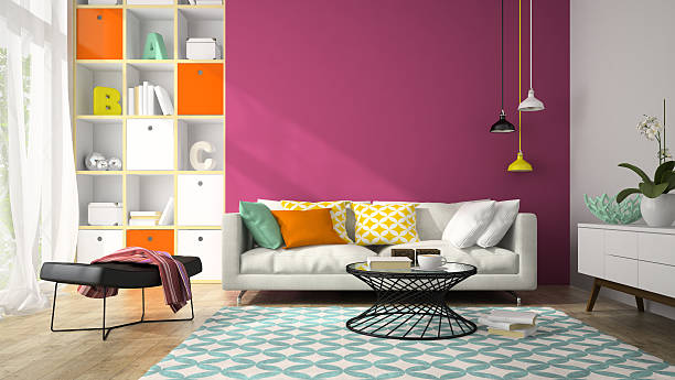 istock Interior of modern design room with purple wall 3D rendering 503685232