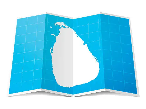 Vector illustration of Sri Lanka Map folded, isolated on white Background