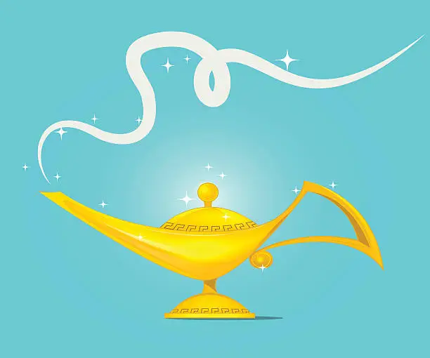 Vector illustration of golden magic lamp design vector