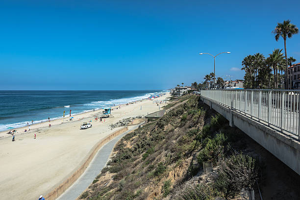 View of the beach of Carlsbad along the boardwalk, California