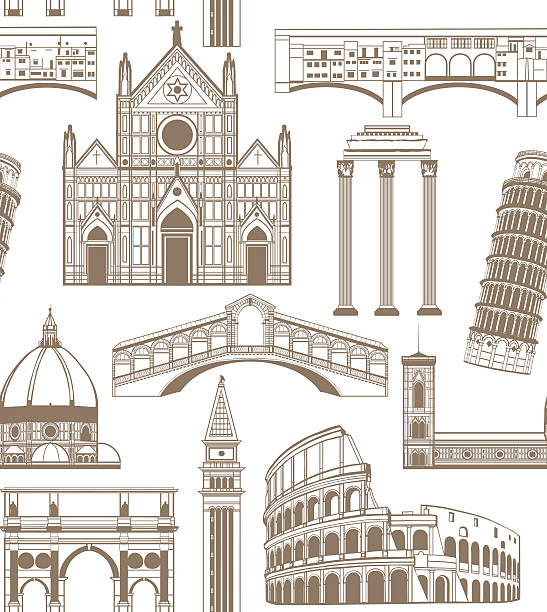 ilustrações de stock, clip art, desenhos animados e ícones de vector fundo com famoso marcos italiano - ponte vecchio