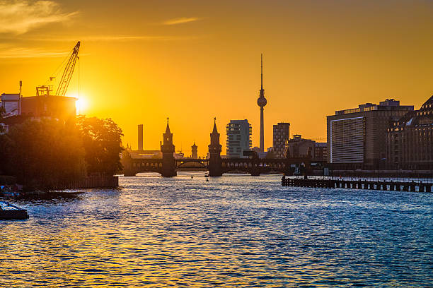 istock Berlin skyline with Spree river at sunset, Germany 503689508
