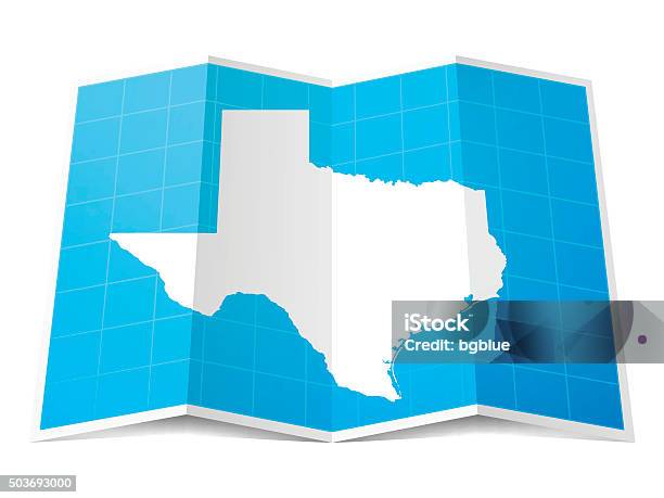 Texas Map Folded Isolated On White Background Stock Illustration - Download Image Now - Austin - Texas, Blue, Border - Frame